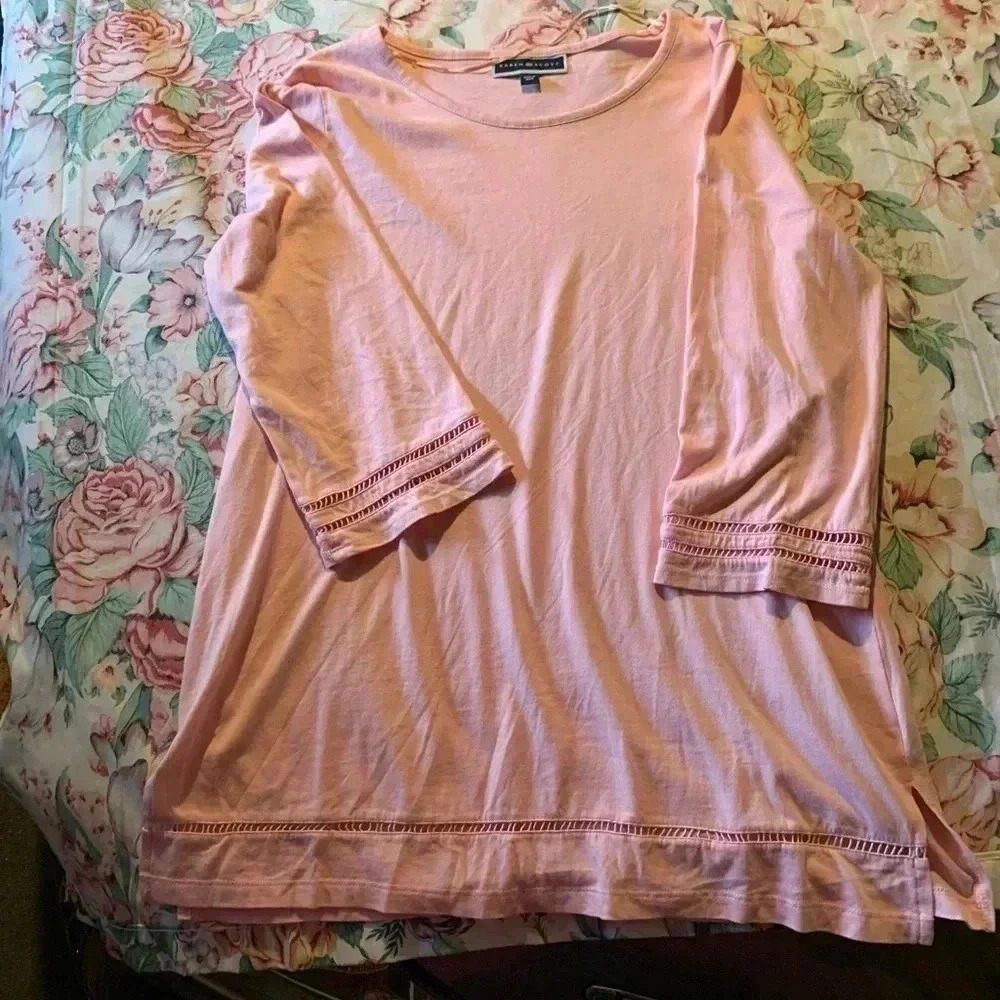 Karen Scott Pink Long Sleeve Top Size Medium
